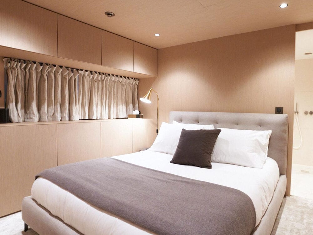 Aerial view of Neoprene superyacht passing El Arco, Cabo San Lucas