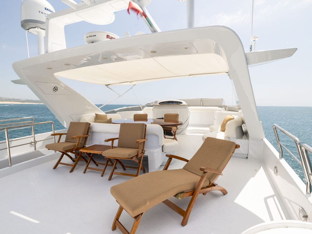 Aerial view of Number Juan Azimut yacht for groups in Cabo